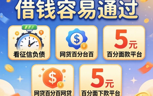 哪里可以借钱容易通过，陈列5个不看征信负债的网贷百分百下款平台