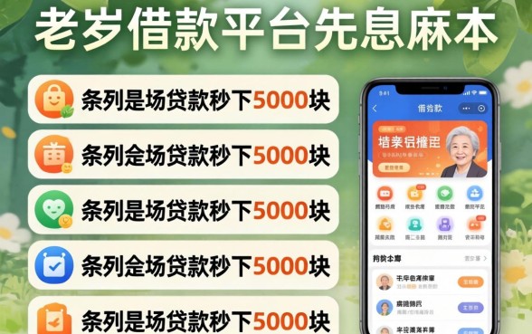 60岁借款平台先息后本，条列五个5000块贷款秒下软件