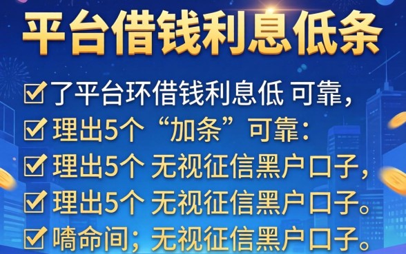 2026年哪个平台借钱利息低,可靠，理出5个无视征信黑户口子