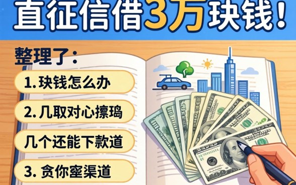 不查征信借3万块钱怎么办？整理了几个还能下款的渠道