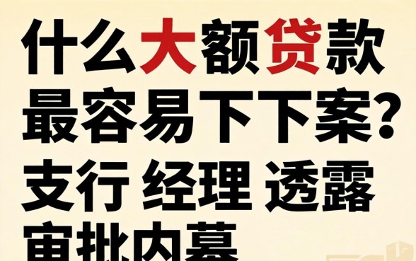 什么大额贷款最容易下款？支行经理透露审批内幕