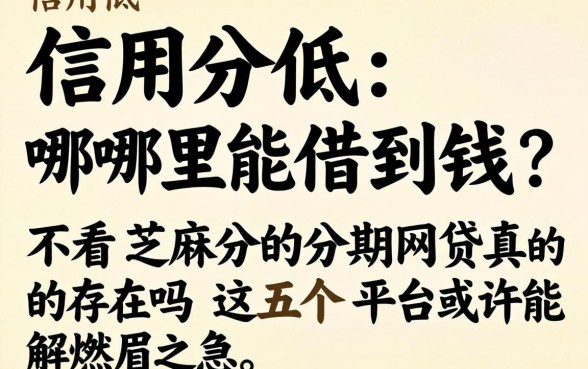 信用分低哪里能借到钱？不看芝麻分的分期网贷真的存在吗？这五个平台或许能解燃眉之急