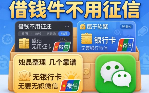 什么软件借钱不用征信不用银行卡不用微信？整理几个靠谱的
