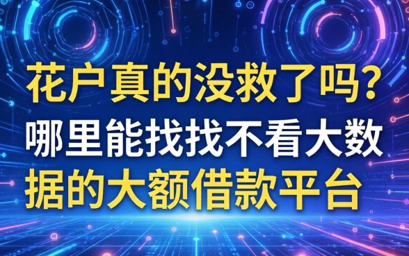 大数据花户真的没救了吗？哪里能找到不看大数据的大额借款平台？