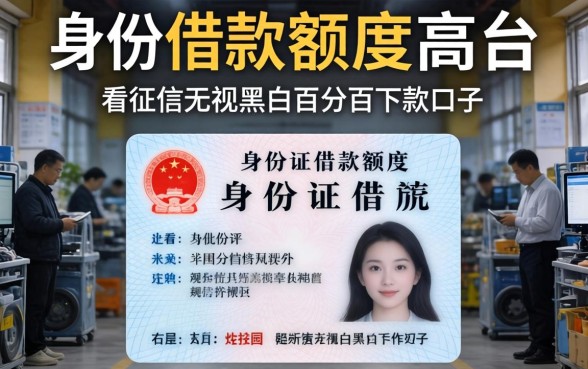 凭身份证借款额度高的平台，概括五个不看征信无视黑白百分百下款口子