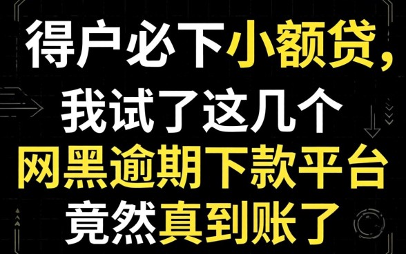 2026年黑户必下小额贷，我试了这几个网黑逾期下款平台竟然真到账了