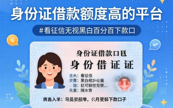 凭身份证借款额度高的平台，概括五个不看征信无视黑白百分百下款口子