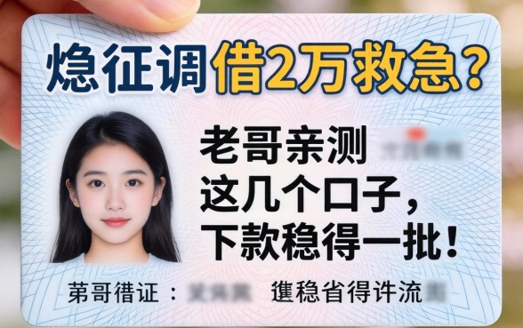 只有身份证想借2万救急?老哥亲测这几个口子,下款稳得一批!