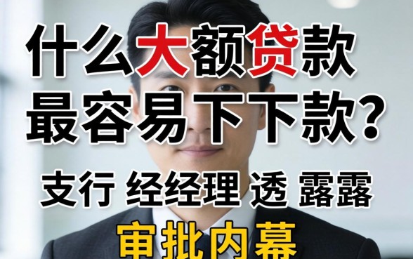 什么大额贷款最容易下款？支行经理透露审批内幕