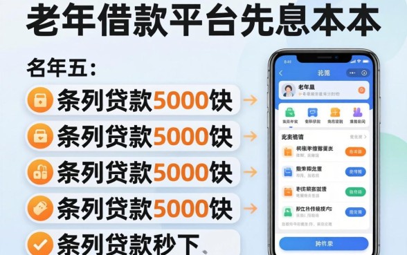 60岁借款平台先息后本，条列五个5000块贷款秒下软件