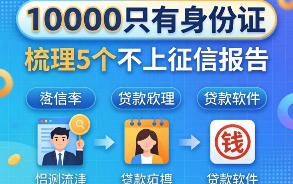 借钱10000只有身份证，梳理5个不上征信报告的贷款软件