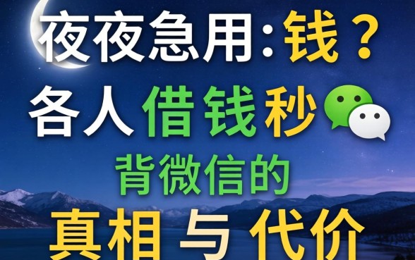 半夜急用钱？各人借钱秒到微信背后的真相与代价