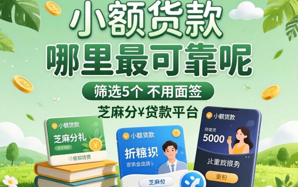 2026小额贷款哪里最可靠呢，筛选5个不用面签和芝麻分的贷款平台