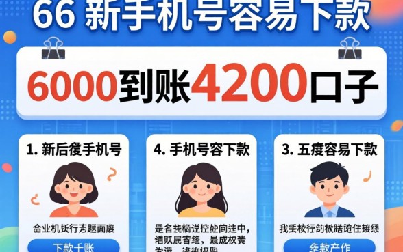 6000到账4200口子，详细阐述五个新手机号容易下款的软件