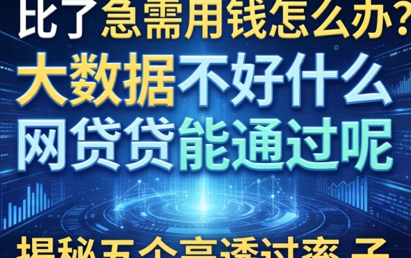 大数据花了急需用钱怎么办?大数据不好什么网贷能通过呢,揭秘五个高通过率口子