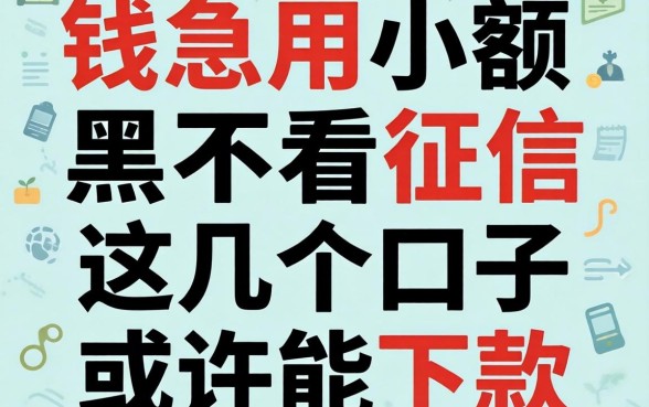 借钱急用小额黑户不看征信2026，这几个口子或许能下款