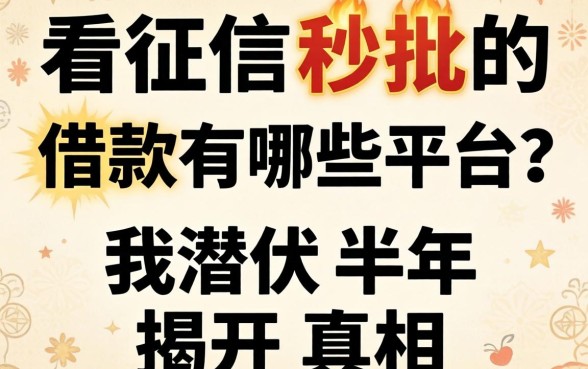 不看征信秒批的借款有哪些平台？我潜伏半年揭开真相
