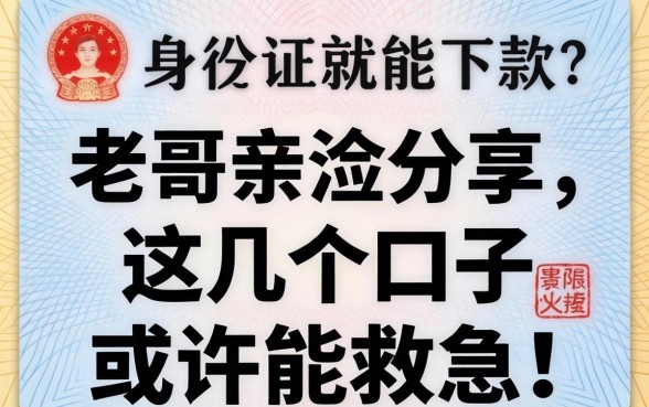 只有身份证就能下款？老哥亲测分享，这几个口子或许能救急！