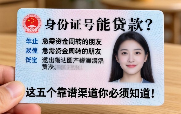 只有身份证号能贷款吗？急需资金周转的朋友，这五个靠谱渠道你必须知道！