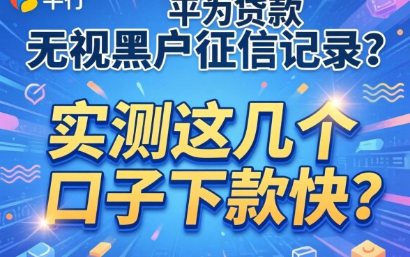 哪个平台贷款无视黑户征信记录？实测这几个口子下款快