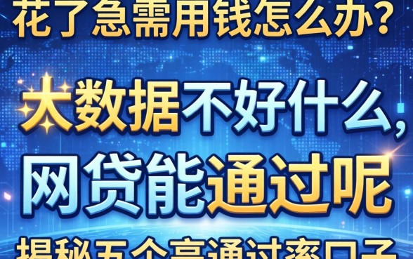 大数据花了急需用钱怎么办?大数据不好什么网贷能通过呢,揭秘五个高通过率口子
