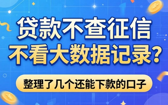 什么贷款不查征信不看大数据记录？整理了几个还能下款的口子
