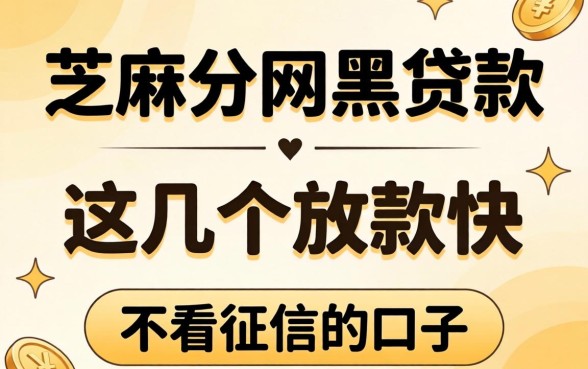 不要芝麻分网黑贷款，这几个放款快不看征信的口子