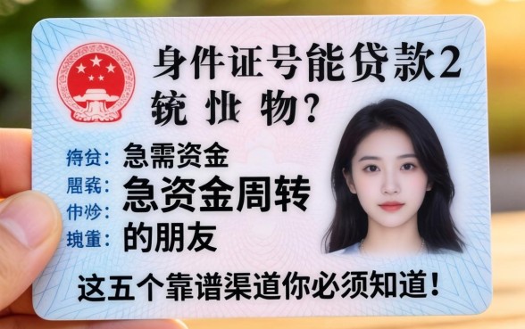 只有身份证号能贷款吗？急需资金周转的朋友，这五个靠谱渠道你必须知道！