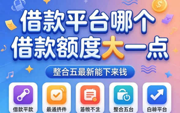 借款平台哪个借款额度大一点，整合五个最新能下来钱的平台