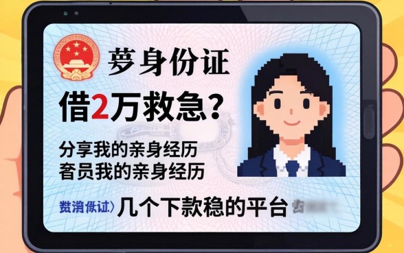 只有身份证想借2万救急？分享我的亲身经历和几个下款稳的平台