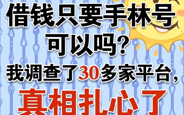 借钱只要手机号可以吗？我调查了30多家平台，真相扎心了