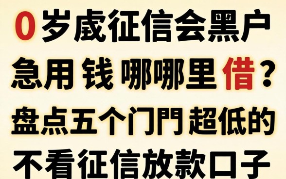 20岁征信黑户急用钱哪里借？盘点五个门槛超低的不看征信放款口子