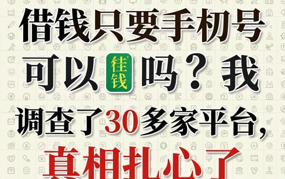 借钱只要手机号可以吗？我调查了30多家平台，真相扎心了