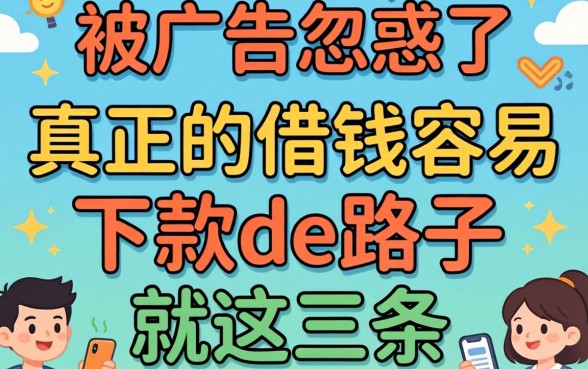 别被广告忽悠了，真正的借钱容易下款de路子就这三条
