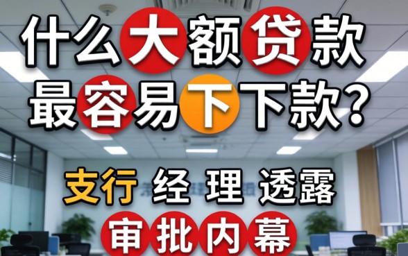 什么大额贷款最容易下款？支行经理透露审批内幕