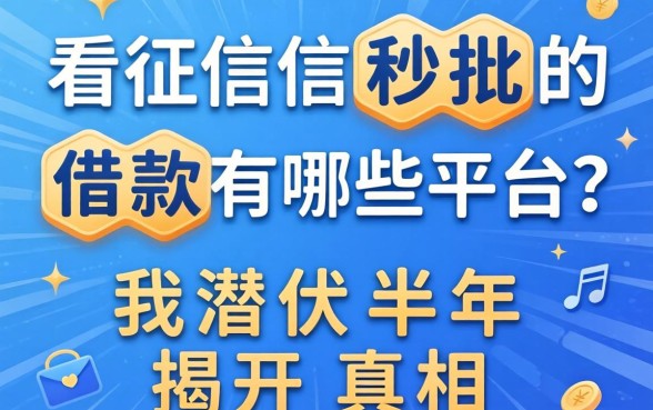 不看征信秒批的借款有哪些平台？我潜伏半年揭开真相