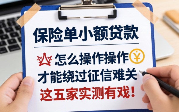 分享个冷知识：保险单小额贷款怎么操作才能绕过征信难关？这五家实测有戏