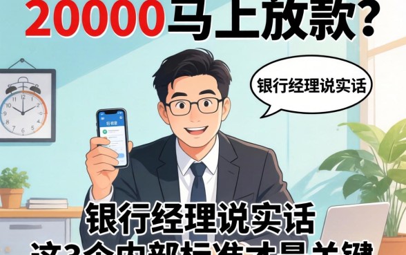借款20000马上放款？银行经理说实话：这3个内部标准才是关键