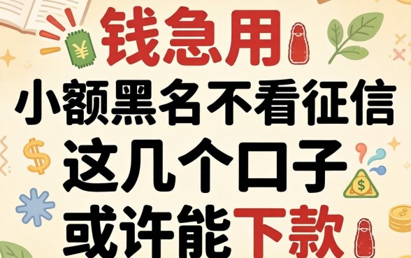 借钱急用小额黑户不看征信2026，这几个口子或许能下款