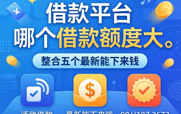 借款平台哪个借款额度大一点，整合五个最新能下来钱的平台